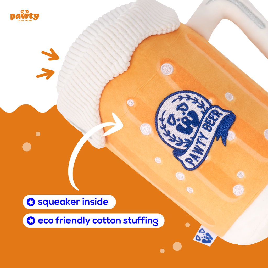 PAWTY BEER PLUSH DOG TOY