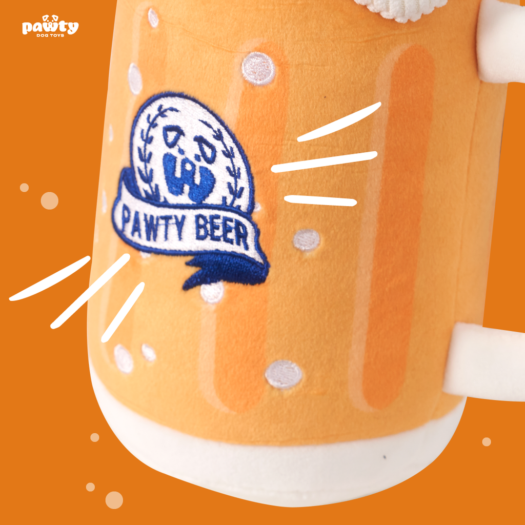PAWTY BEER PLUSH DOG TOY